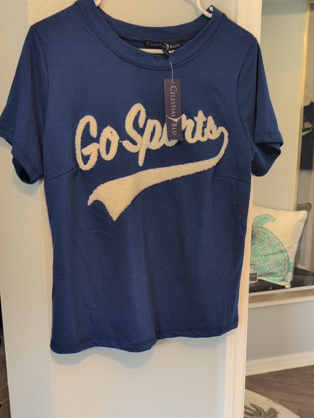 Women's Short-Sleeve 'Go Sports' Tee in Royal Blue Brand New